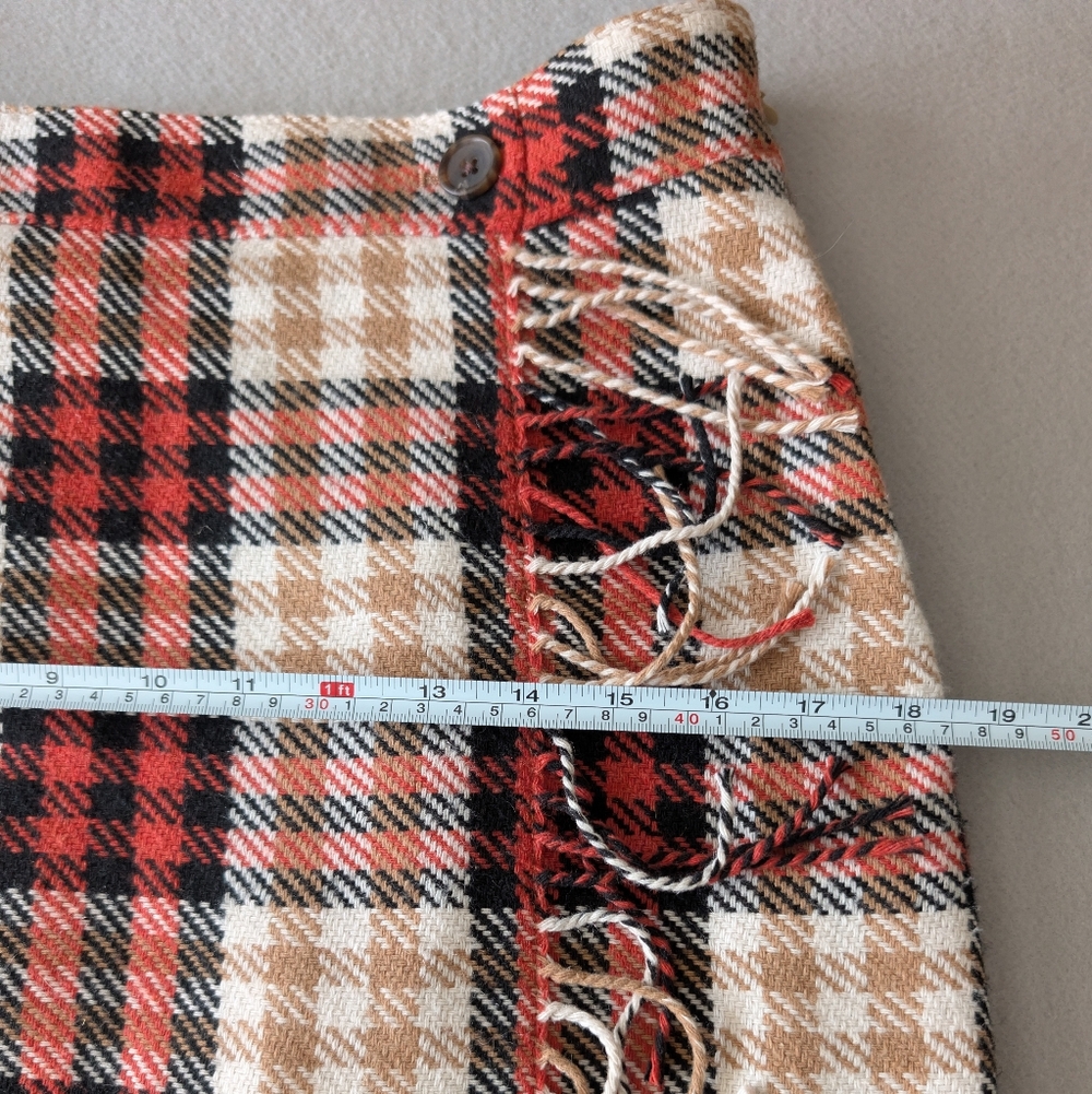 Talbots Wool Blend Faux Wrap Skirt Sz 6 Plaid Scottish Style Tartan Fringe image 7